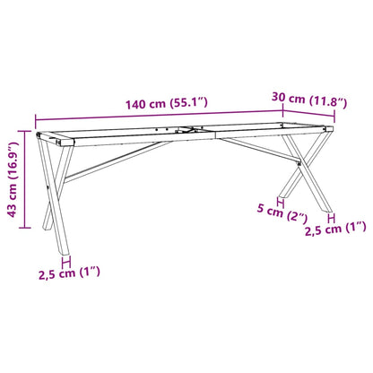 vidaXL Couchtisch-Gestell in X-Form 140x30x43 cm Stahl