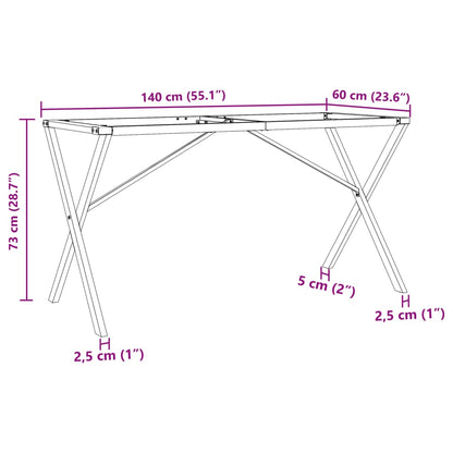 vidaXL Esstisch-Gestell in X-Form 140x60x73 cm Stahl