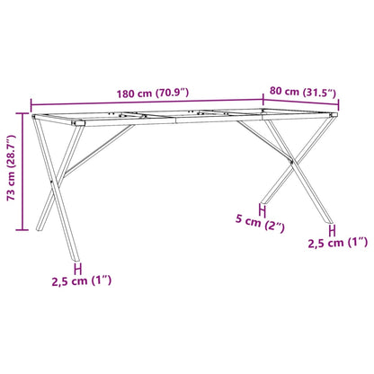 vidaXL Esstisch-Gestell in X-Form 180x80x73 cm Stahl