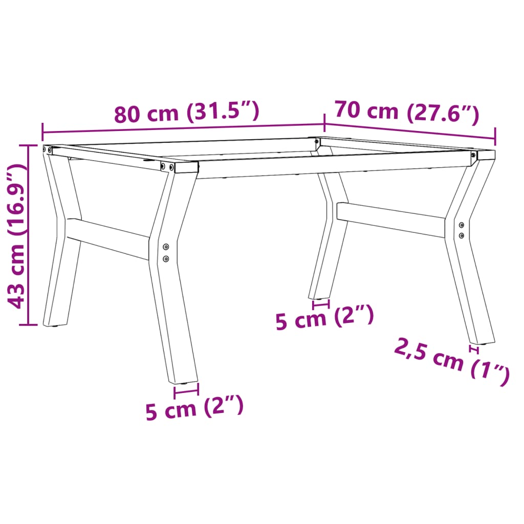 vidaXL Couchtisch-Gestell in Y-Form 80x70x43 cm Stahl