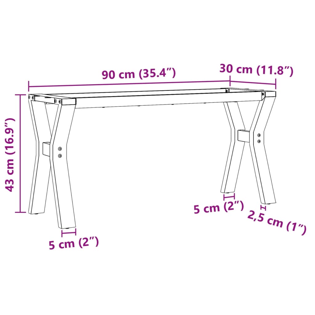 vidaXL Couchtisch-Gestell in Y-Form 90x30x43 cm Stahl
