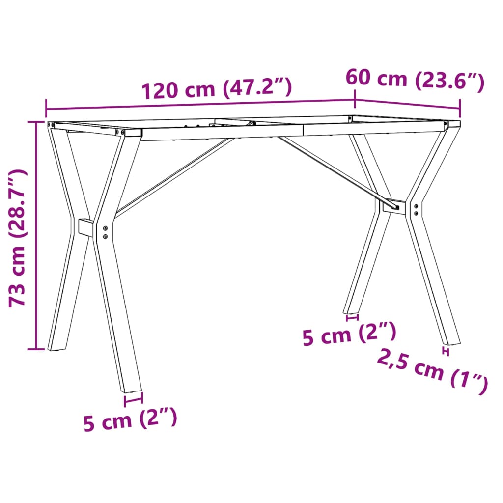 vidaXL Esstisch-Gestell in Y-Form 120x60x73 cm Stahl