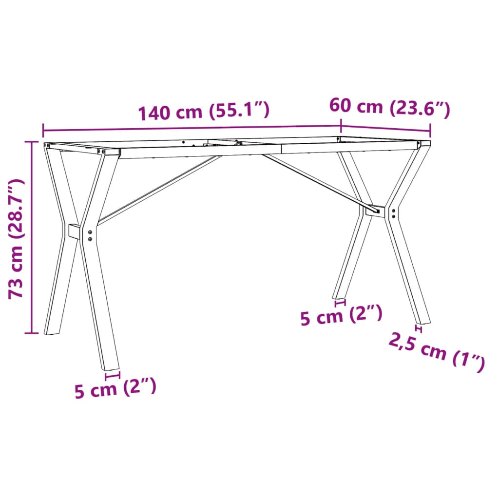 vidaXL Esstisch-Gestell in Y-Form 140x60x73 cm Stahl