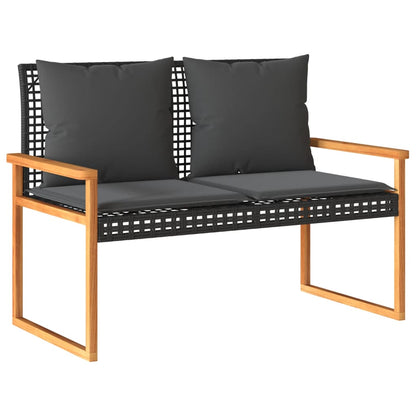 vidaXL Salon de jardin 4 pcs avec coussins Noir Résine tressée