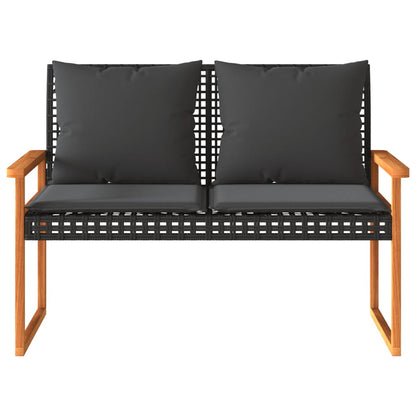 vidaXL Salon de jardin 4 pcs avec coussins Noir Résine tressée