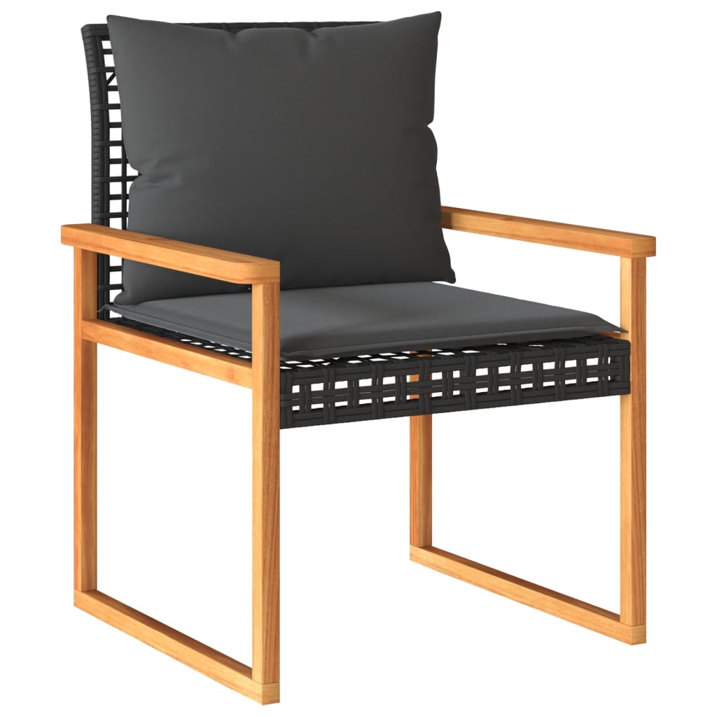 vidaXL Salon de jardin 4 pcs avec coussins Noir Résine tressée