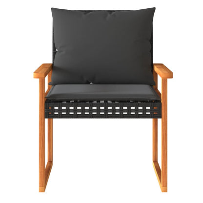 vidaXL Salon de jardin 4 pcs avec coussins Noir Résine tressée