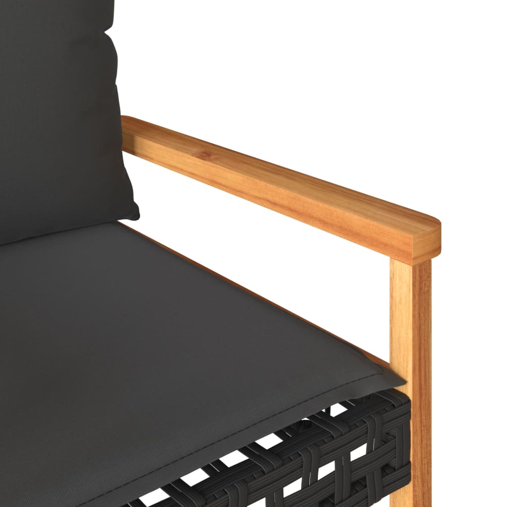 vidaXL Salon de jardin 4 pcs avec coussins Noir Résine tressée
