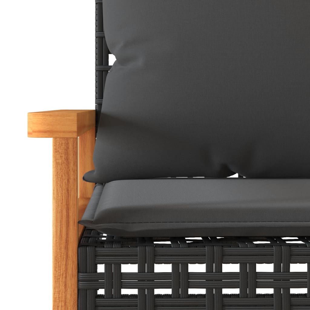 vidaXL Salon de jardin 4 pcs avec coussins Noir Résine tressée