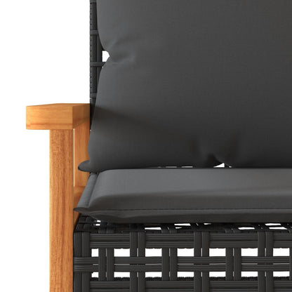 vidaXL Salon de jardin 4 pcs avec coussins Noir Résine tressée