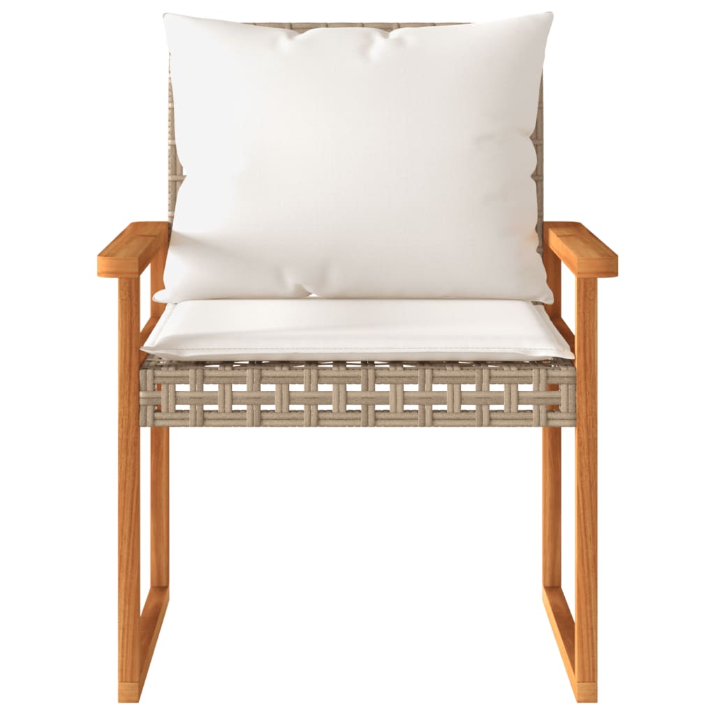 vidaXL 4-tlg. Garten-Lounge-Set mit Kissen Beige Poly Rattan