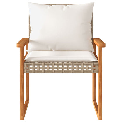 vidaXL 4-tlg. Garten-Lounge-Set mit Kissen Beige Poly Rattan