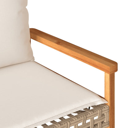 vidaXL Gartenbank mit Kissen Beige Poly Rattan Akazienholz