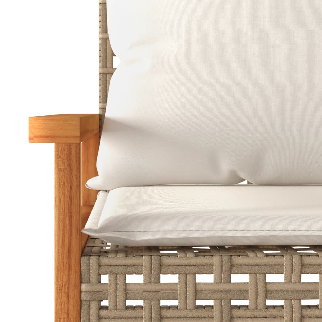 vidaXL Gartenbank mit Kissen Beige Poly Rattan Akazienholz