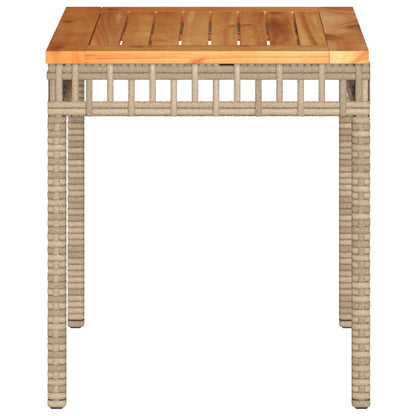 vidaXL Table de jardin beige 38x38x42 cm résine tressée et bois d'acacia