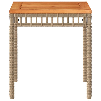 vidaXL Table de jardin beige 38x38x42 cm résine tressée et bois d'acacia