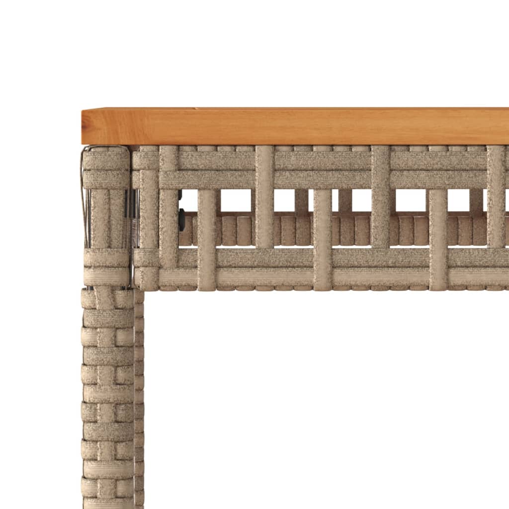 vidaXL Table de jardin beige 38x38x42 cm résine tressée et bois d'acacia