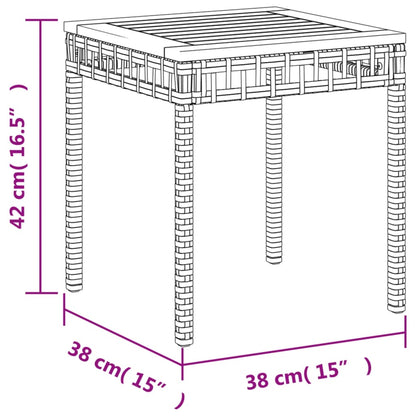 vidaXL Table de jardin beige 38x38x42 cm résine tressée et bois d'acacia