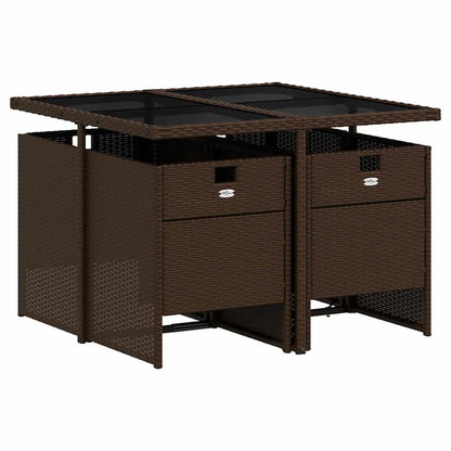 vidaXL Ensemble repas de jardin 5 pcs avec coussins résine tressée marron