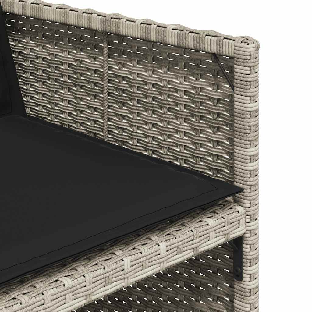 vidaXL 5-tlg. Garten-Essgruppe mit Kissen Hellgrau Poly Rattan