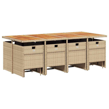 vidaXL Ensemble de salle à manger de jardin 13 pièces avec coussins, résine tressée beige