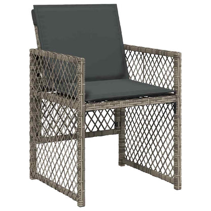 vidaXL 5-tlg. Garten-Essgruppe mit Kissen Grau Poly Rattan