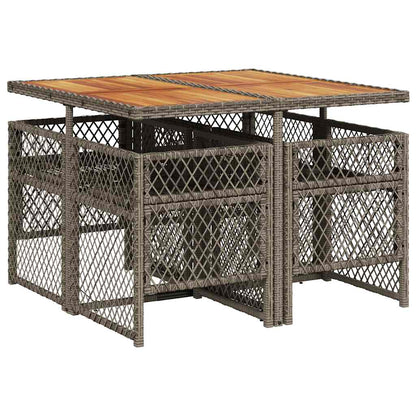 vidaXL 5-tlg. Garten-Essgruppe mit Kissen Grau Poly Rattan
