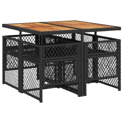vidaXL 5-tlg. Garten-Essgruppe mit Kissen Schwarz Poly Rattan