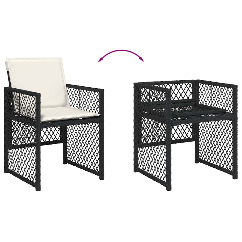 vidaXL 5-tlg. Garten-Essgruppe mit Kissen Schwarz Poly Rattan