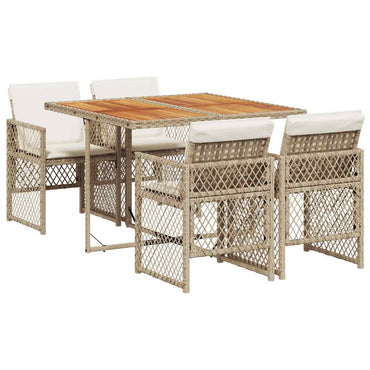 vidaXL Ensemble repas de jardin 5 pcs avec coussins Résine tressée Beige