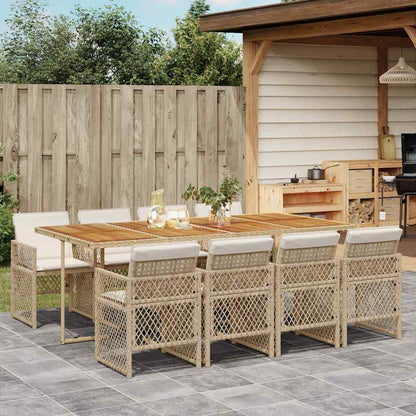 vidaXL Salon de jardin à dîner 9 pcs avec coussins Résine tressée Beige