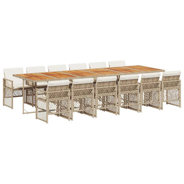 vidaXL Ensemble de salle à manger de jardin 13 pièces avec coussins, résine tressée beige