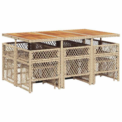 vidaXL 11-tlg. Garten-Essgruppe mit Kissen Beige Poly Rattan