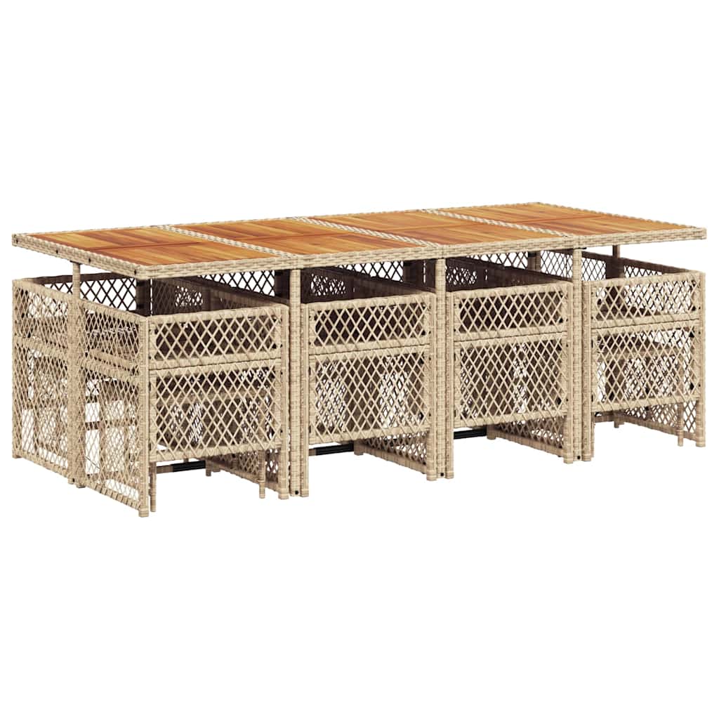 vidaXL Ensemble de salle à manger de jardin 13 pièces avec coussins, résine tressée beige