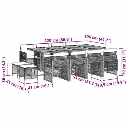 vidaXL Ensemble de salle à manger de jardin 13 pièces avec coussins, résine tressée beige