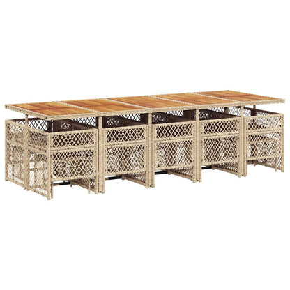 vidaXL Salon de jardin 15 pcs avec coussins, Résine tressée Beige