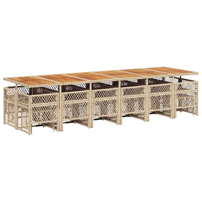 vidaXL 17-tlg. Garten-Essgruppe mit Kissen Beige Poly Rattan