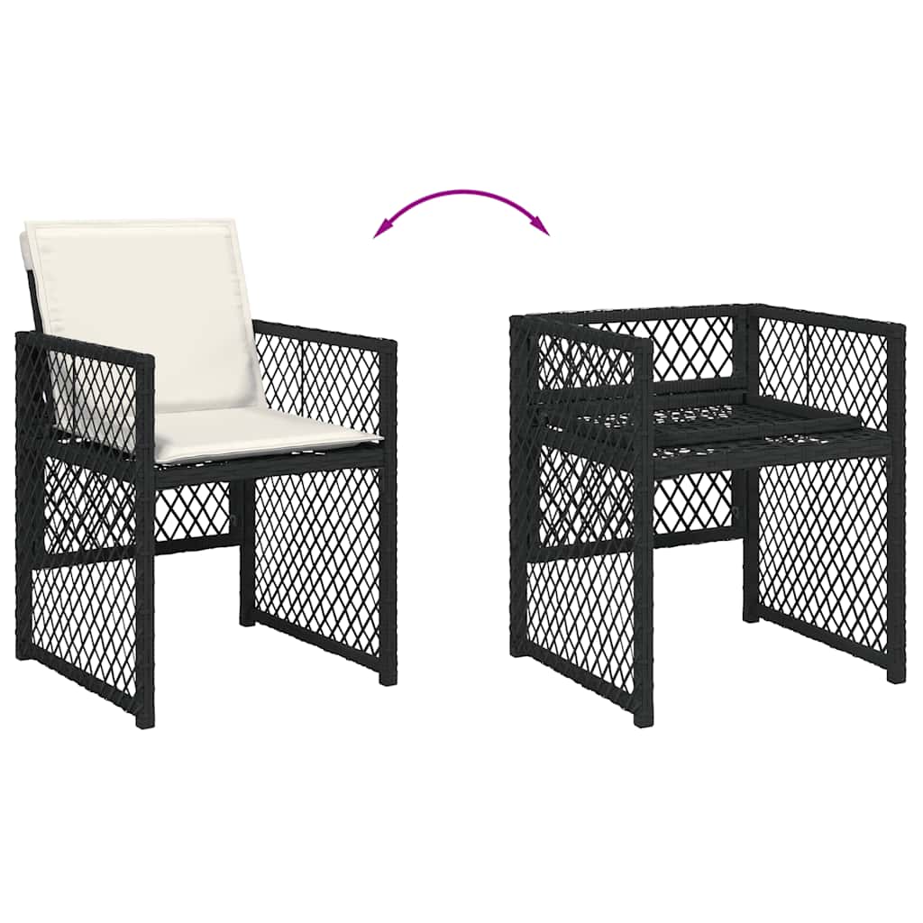 vidaXL Ensemble de salle à manger de jardin 9 pcs avec coussins Noir Résine tressée