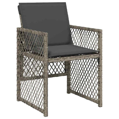 vidaXL 9-tlg. Garten-Essgruppe mit Kissen Grau Poly Rattan