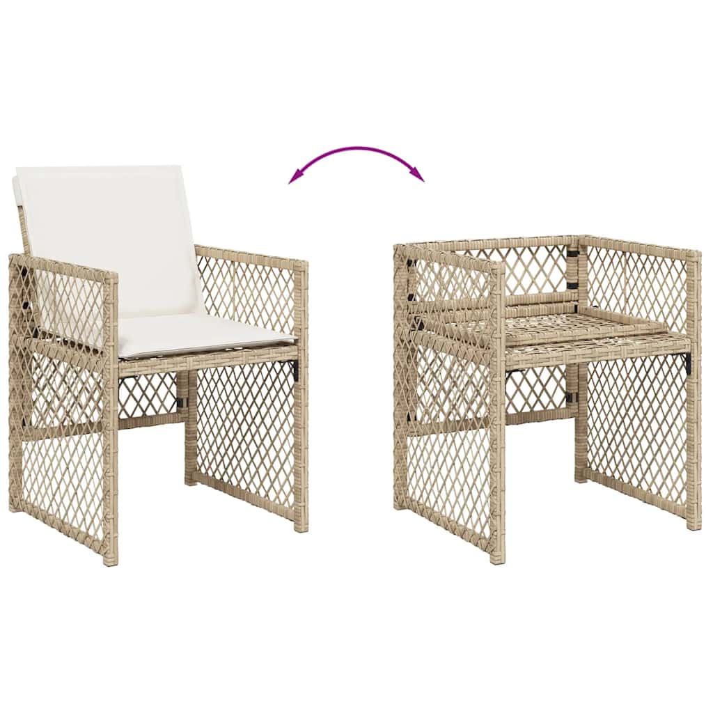 vidaXL Salon de jardin à dîner 9 pcs avec coussins Résine tressée Beige