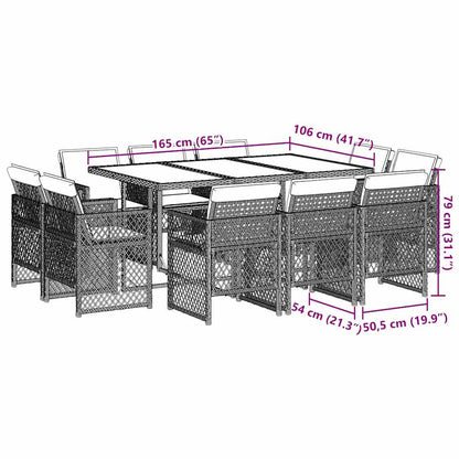 vidaXL Salon de jardin 11 pcs avec coussins résine tressée gris