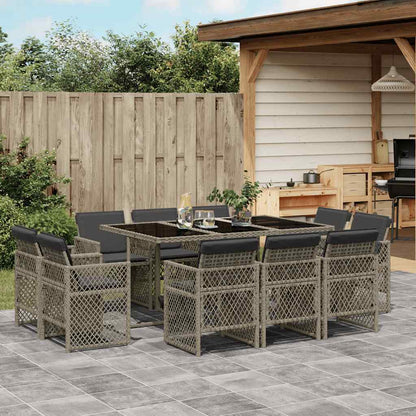 vidaXL Salon de jardin 11 pcs avec coussins résine tressée gris
