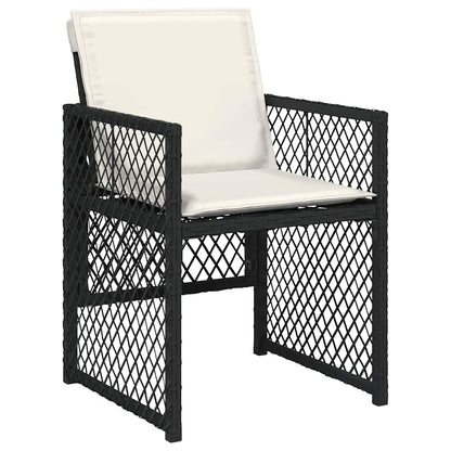 vidaXL 11-tlg. Garten-Essgruppe mit Kissen Schwarz Poly Rattan