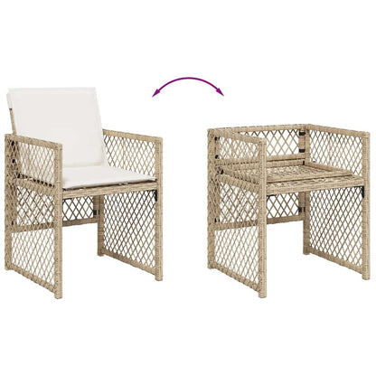 vidaXL 11-tlg. Garten-Essgruppe mit Kissen Beige Poly Rattan