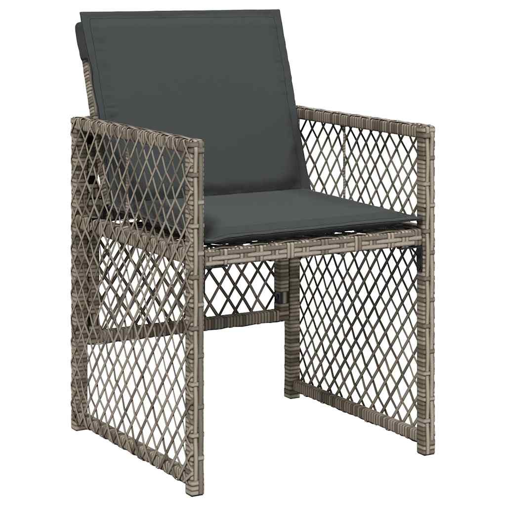 vidaXL 13-tlg. Garten-Essgruppe mit Kissen Grau Poly Rattan