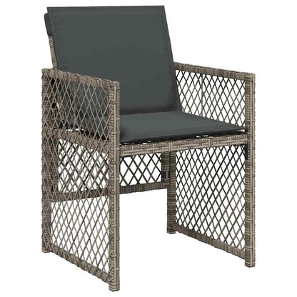 vidaXL 13-tlg. Garten-Essgruppe mit Kissen Grau Poly Rattan
