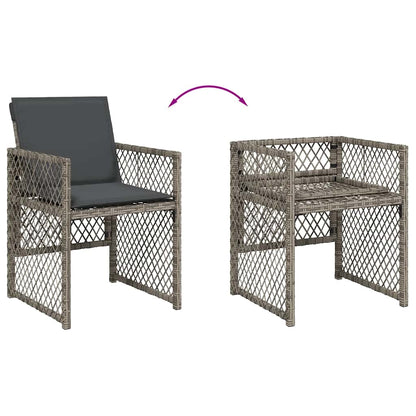vidaXL 13-tlg. Garten-Essgruppe mit Kissen Grau Poly Rattan