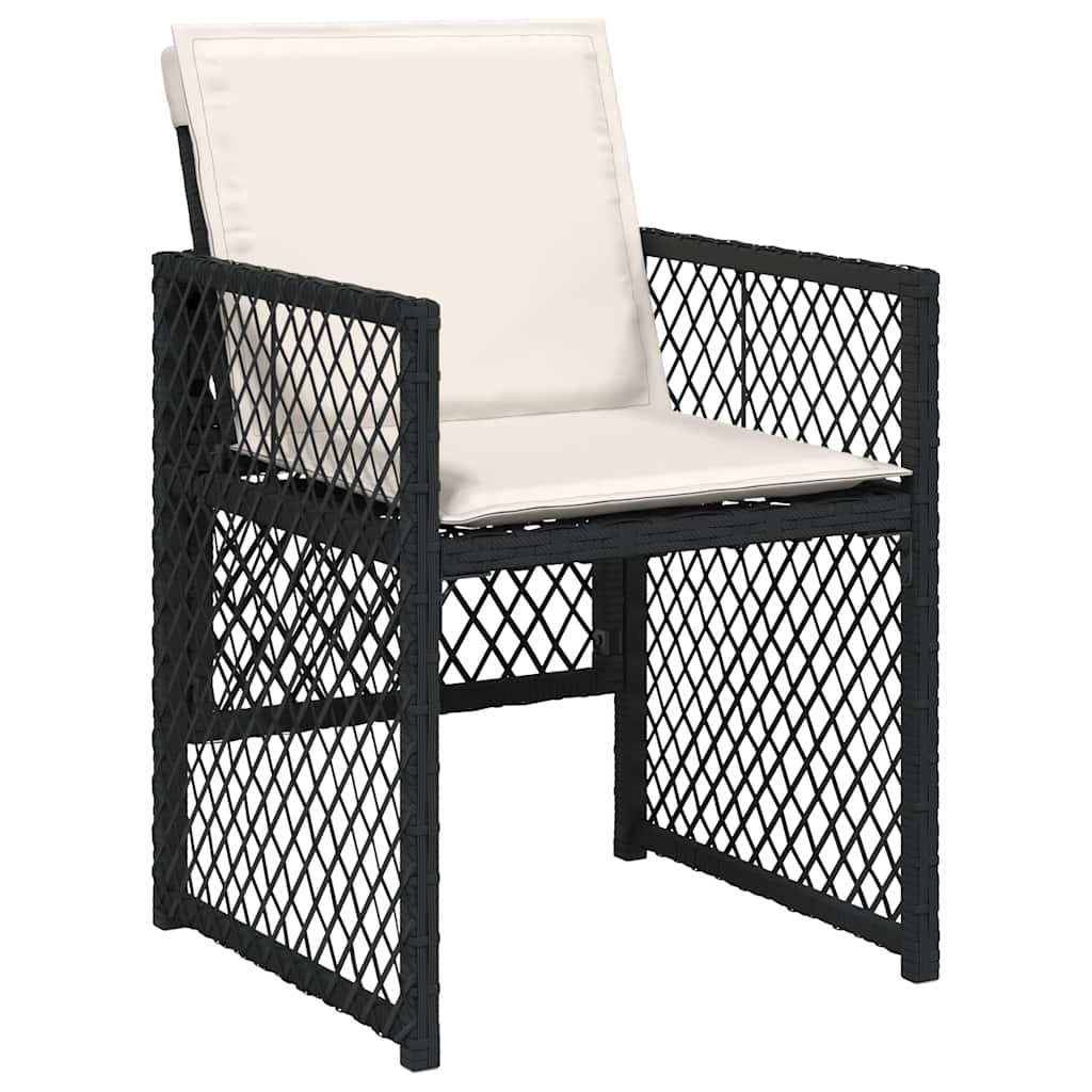 vidaXL 13-tlg. Garten-Essgruppe mit Kissen Schwarz Poly Rattan