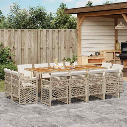 vidaXL Ensemble de salle à manger de jardin 13 pièces avec coussins, résine tressée beige