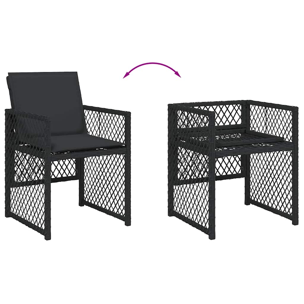 vidaXL 17-tlg. Garten-Essgruppe mit Kissen Schwarz Poly Rattan